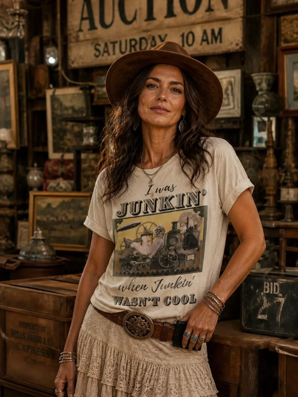 "JUNKIN' WHEN JUNKIN' WASN'T COOL" T-Shirt - Picture 1 of 3